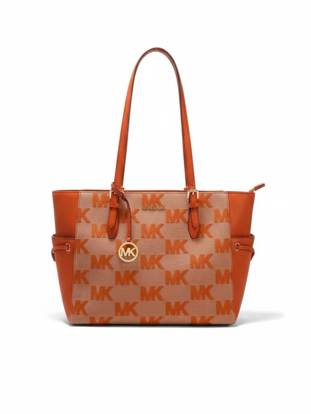 Michael Kors Orange MK Monogram Tote with Gold Accent